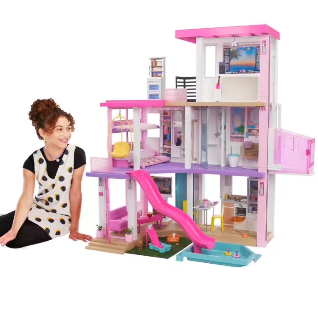 barbie dreamhouse dollhouse with pool slide elevator lights & sounds multicolour (3)