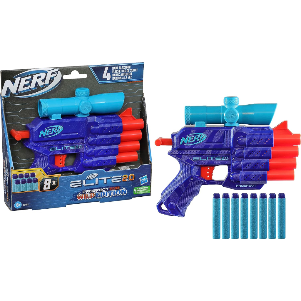 nerf elite 2.0 prospect qs 4 blaster, wild edition color design, 8 nerf elite darts5