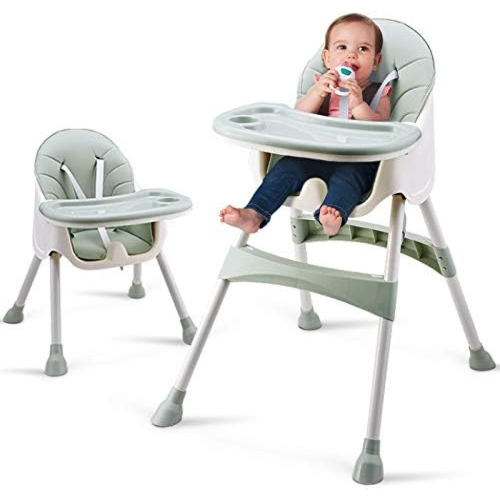 baby highchairs,snacker convertible infant portable dinning high chair with cushion &adjustble legs for kids toddlers green (4)