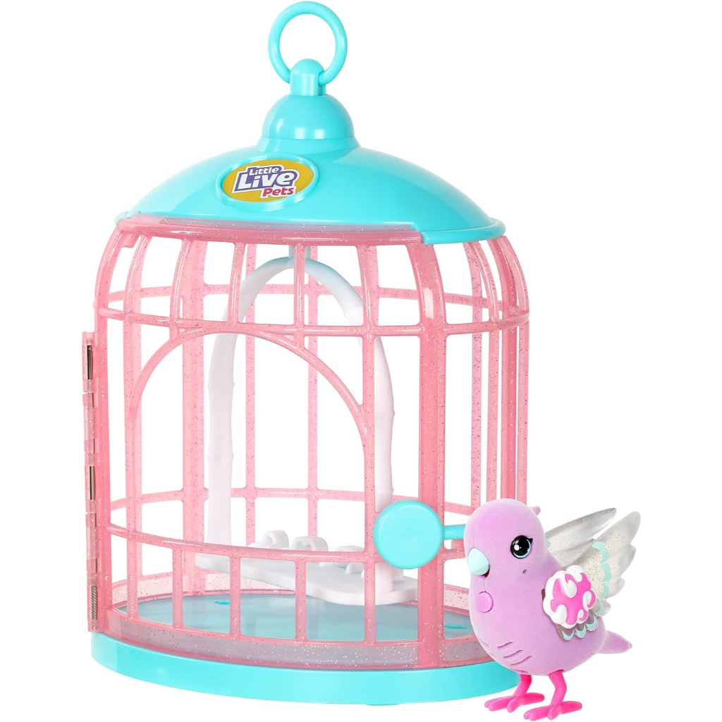 little live pets – lil’ bird & bird cage polly pearl, new light up wings with 20 + sounds, and reacts to touch