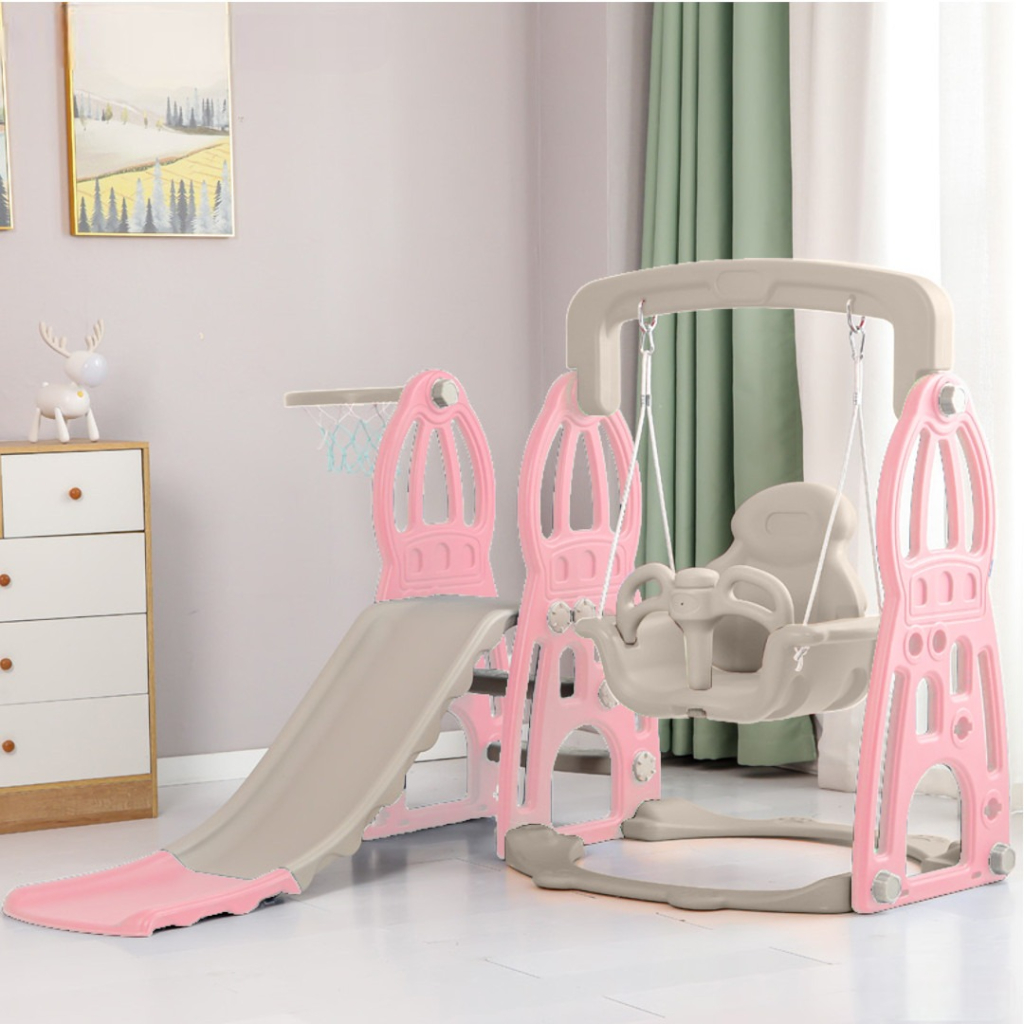 baby slide and swing pink & grey