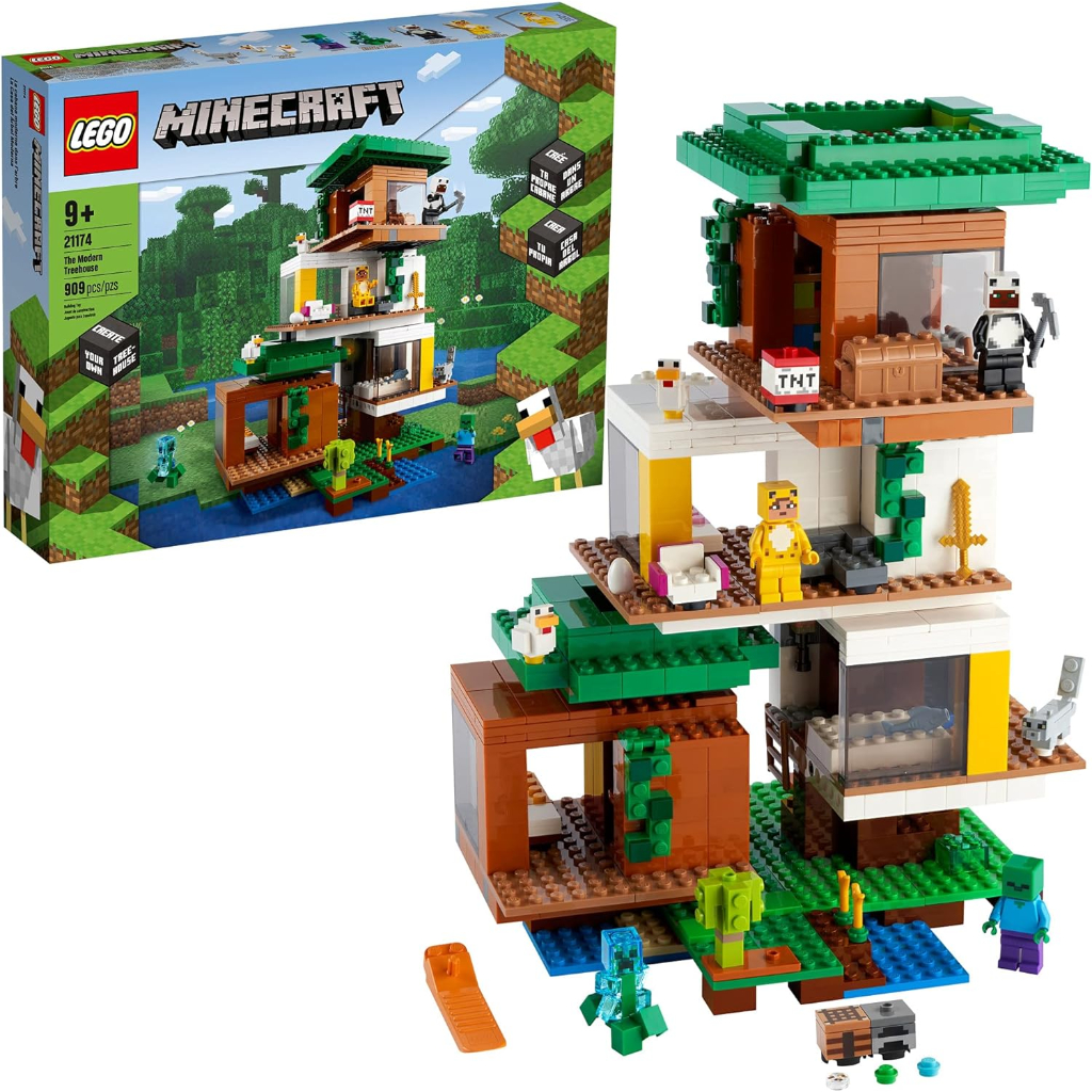 lego minecraft the modern treehouse 21174 giant treehouse building kit (909 pieces)11