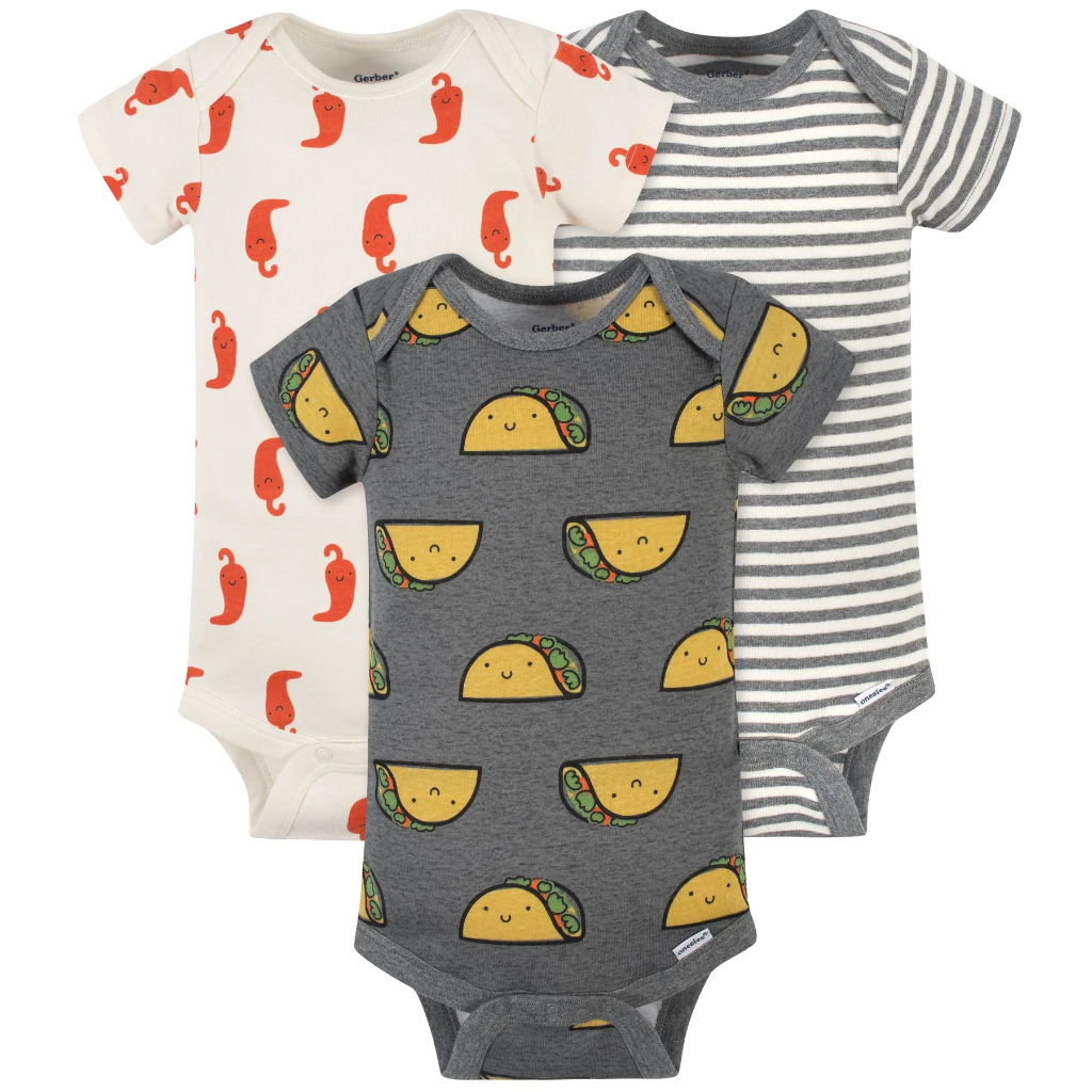 3 pack baby neutral taco short sleeve onesies® bodysuits 6 9m6