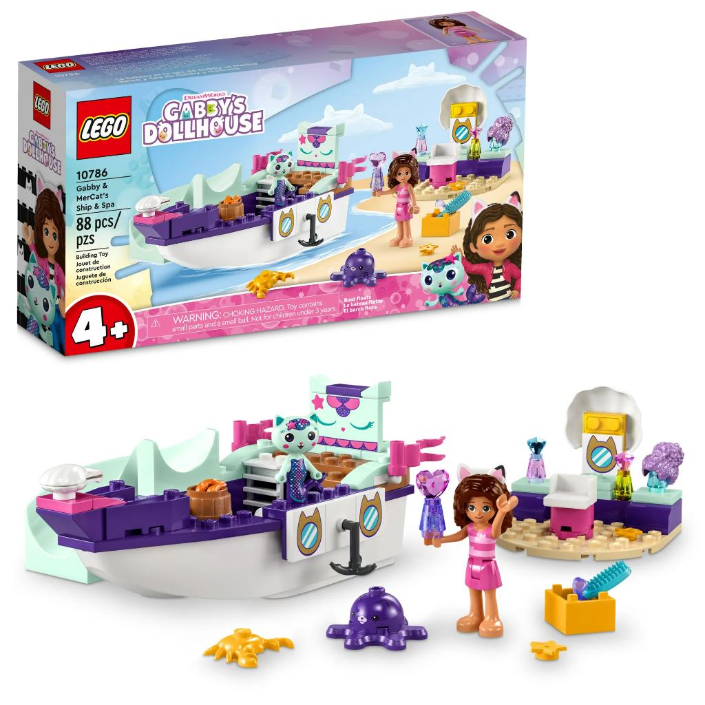 lego gabby's dollhouse gabby & mercat’s ship & spa 10786 building toy for fans of the dreamworks animation series, boat playset (1)