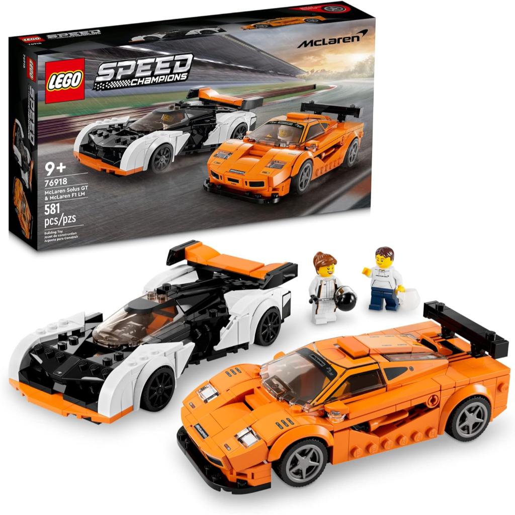 lego speed champions mclaren solus gt & mclaren f1 lm 76918 , featuring 2 iconic race car toys, hypercar model building kit (2)