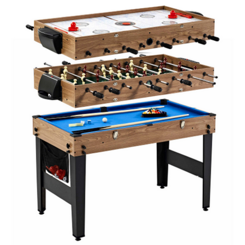 md sports 48 3 in 1 combo game table, pool, hockey, foosball, accessories included9