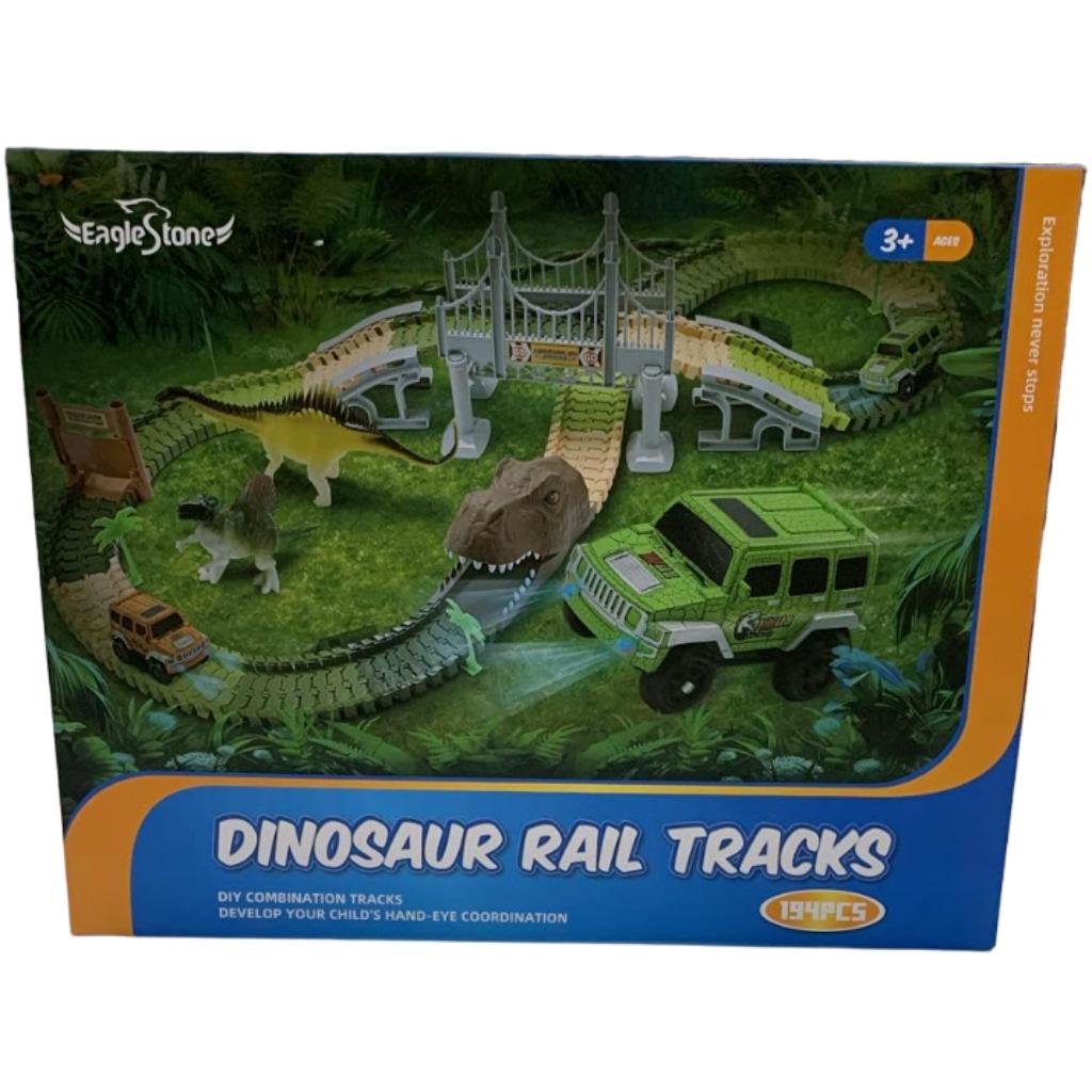 eaglestone 194 pcs dinosaur race car track set