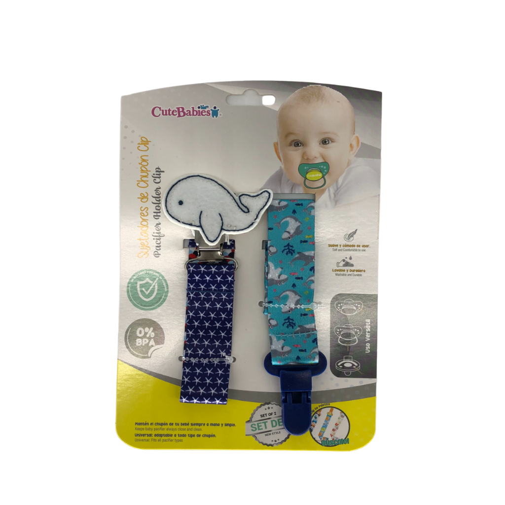 cutebabies pacifier clip and holder whale
