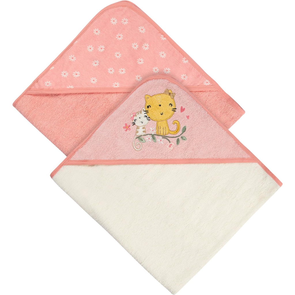2 pack baby girls kitty floral hooded towel6