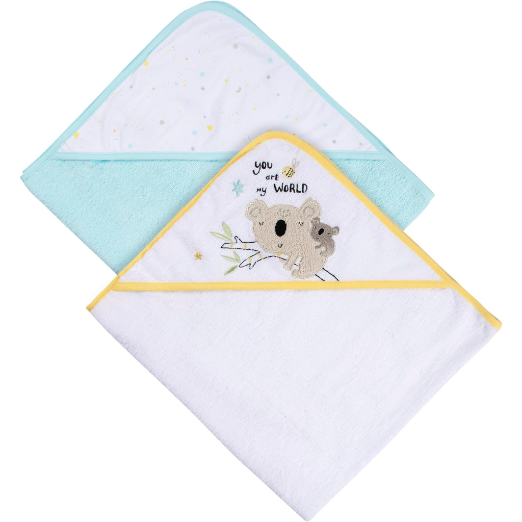 2 pack baby neutral little animals hooded towel2