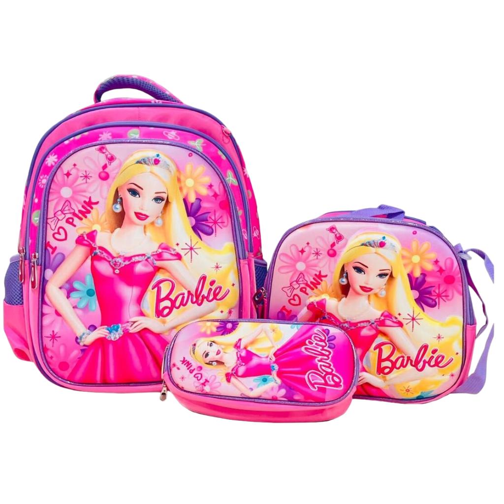 16 3pcs barbie trolly back pack