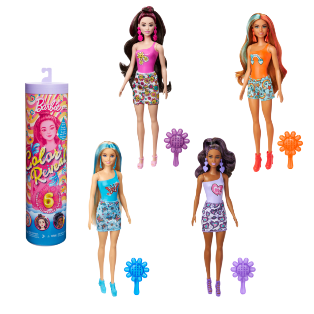 barbie color reveal doll & accessories with 6 unboxing surprises, rainbow2