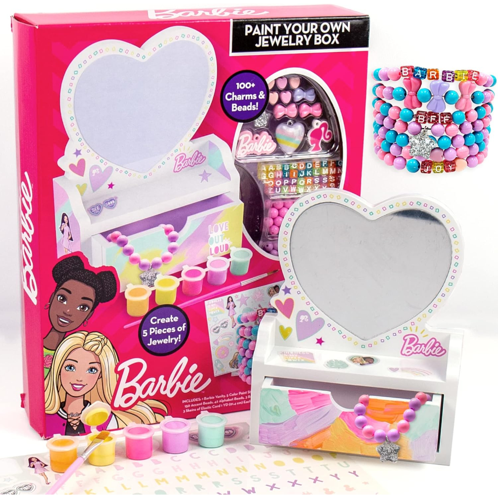 barbie paint your own jewelry box, customize a heart shaped vanity4