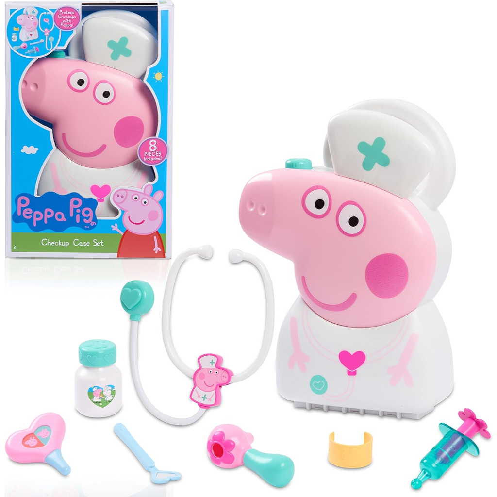 just play peppa pig checkup case set with carry handle, 8 piece doctor kit6