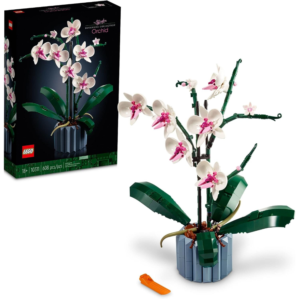 lego icons orchid artificial plant, building set with flowers, home décor gift1