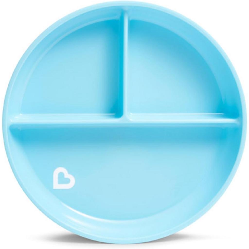 munchkin® stay put™ divided suction toddler plates, bluegreen (1)