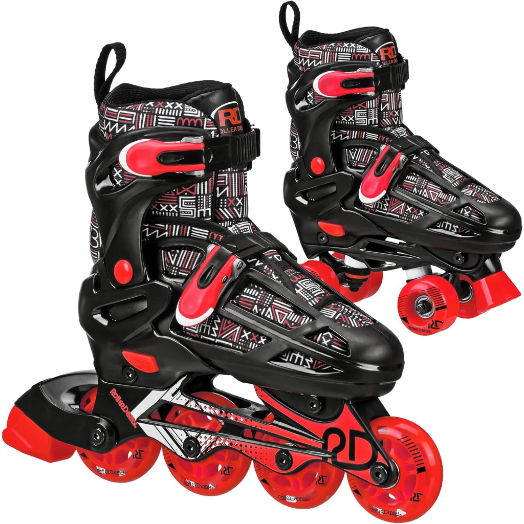 roller derby falcon 2 in 1 combo quad and inline skates for kids, adjustable sizing4