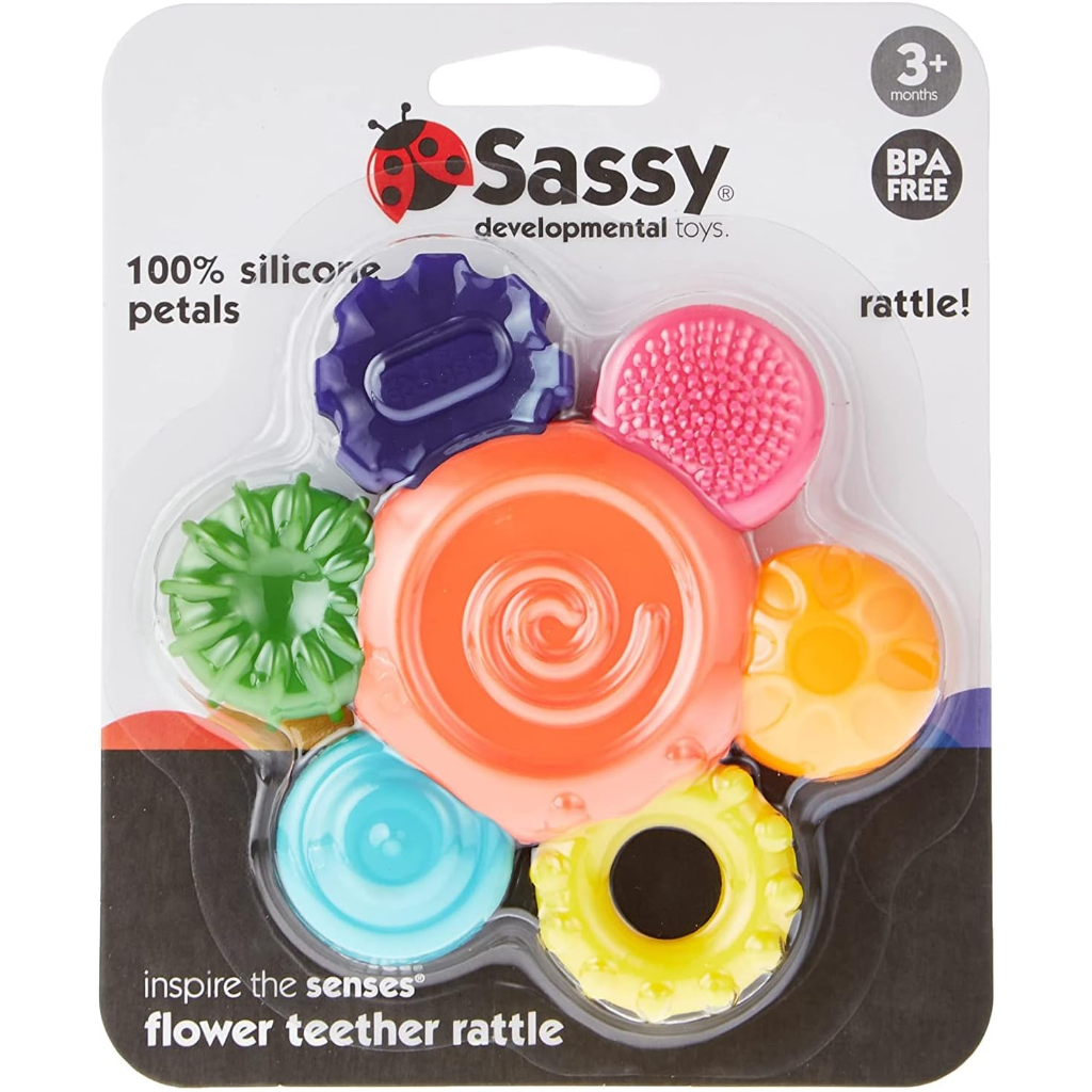 sassy baby silicone flower teether rattle1