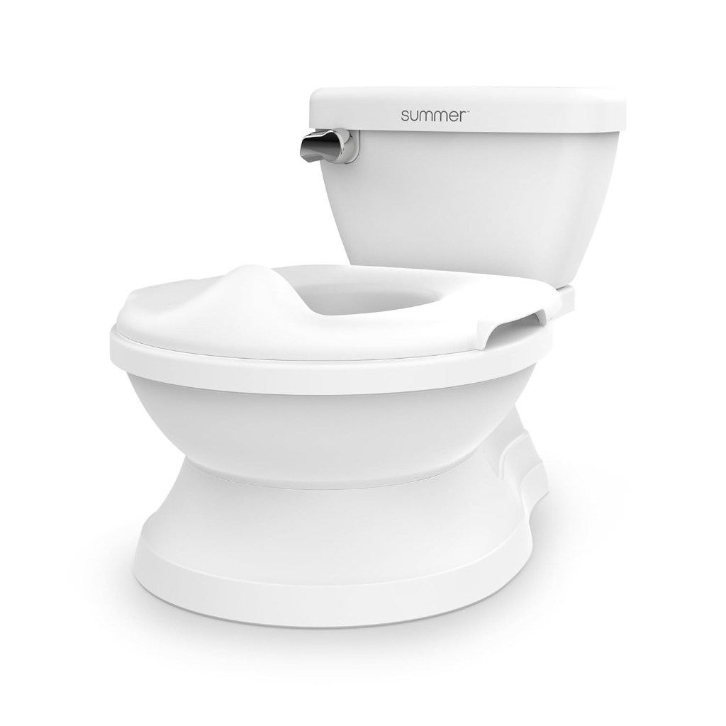 summer infant by ingenuity my size potty pro in white, toddler potty training toilet, lifelike flushing sound3