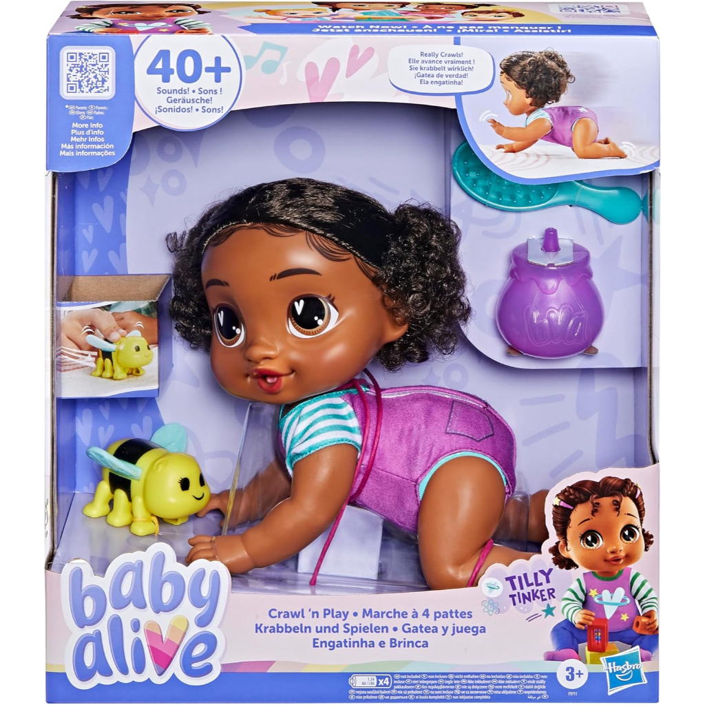 baby alive crawl 'n play tilly tinker electronic crawling baby doll set12