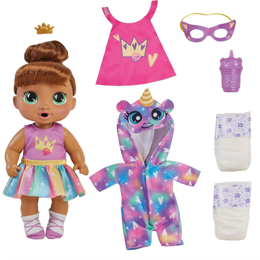 baby alive super bff sophia sparkle brown hair dress up baby doll playset9