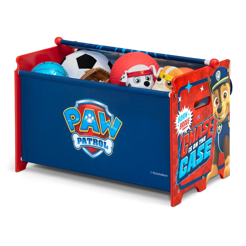 delta children paw patrol toy box toy box with retractable fabric top, blue1