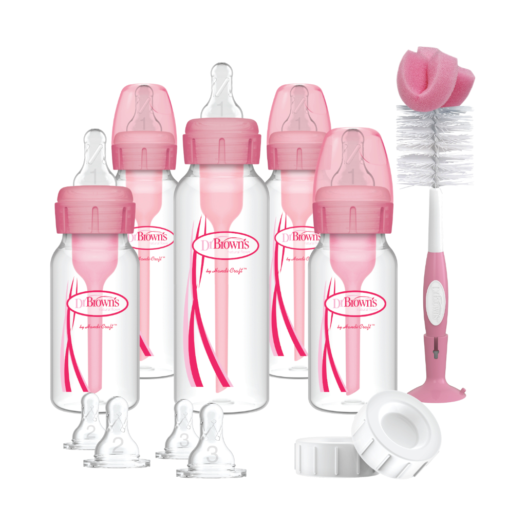 dr brown's narrow options+ bottle gift set pink