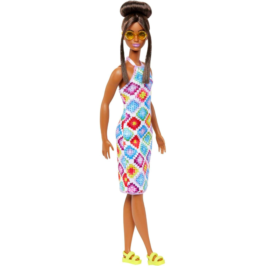 barbie fashionistas doll #210 with bun and crochet halter dress1