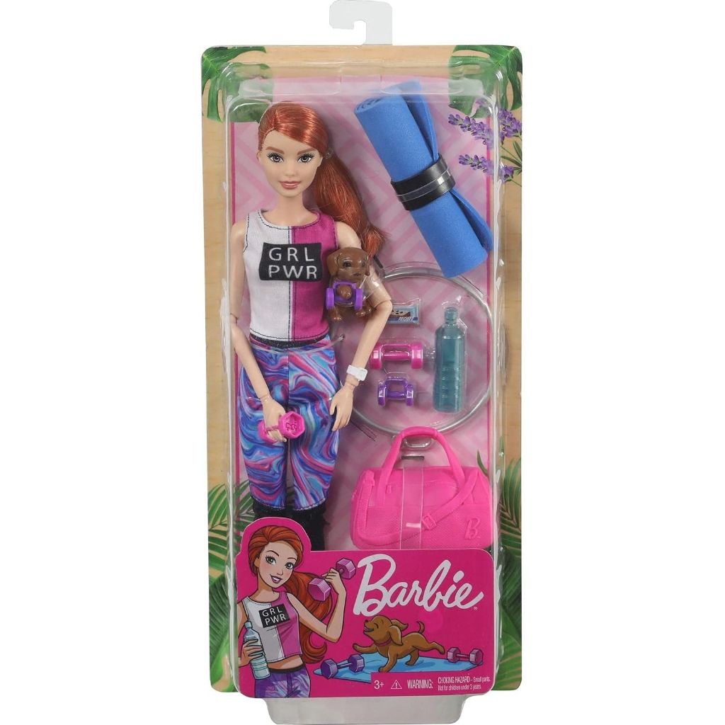 barbie spa day fitness red hair doll