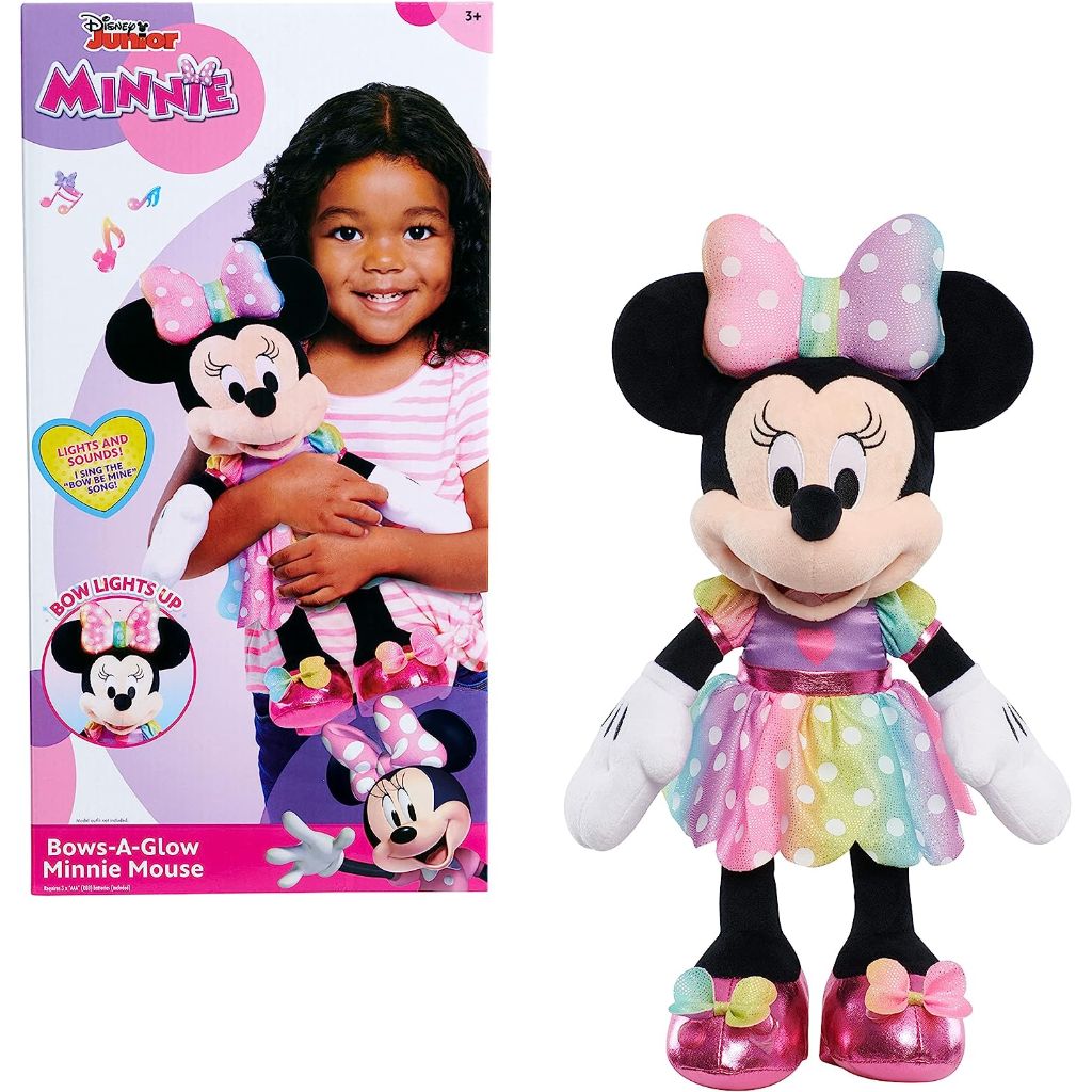 Disney Junior Minnie Mouse Bows-A-Glow Music and Lights Feature Plush Stuffed Animal