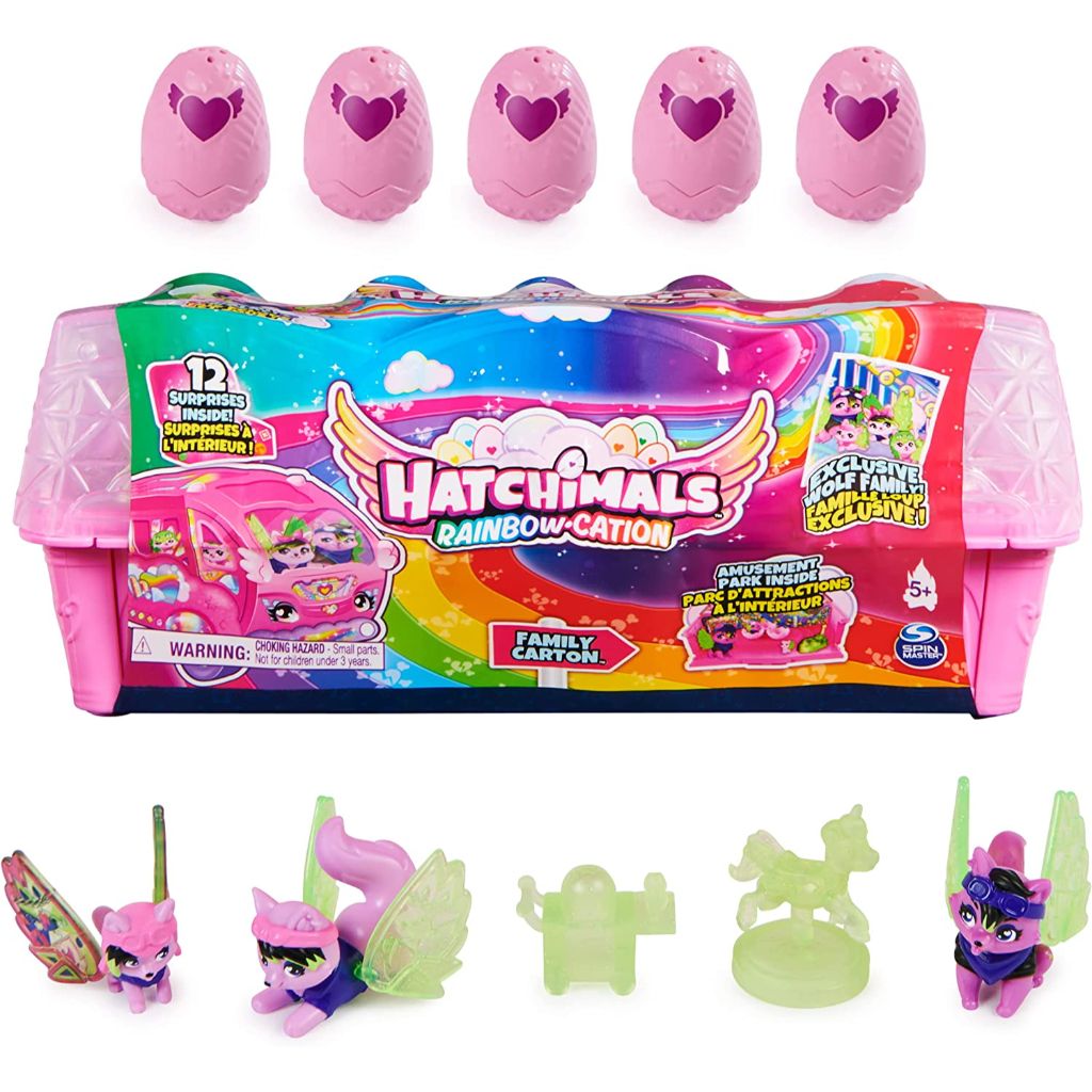 Hatchimals Colleggtibles, Rainbow Cation Wolf Family Carton 1 – D'best Toys