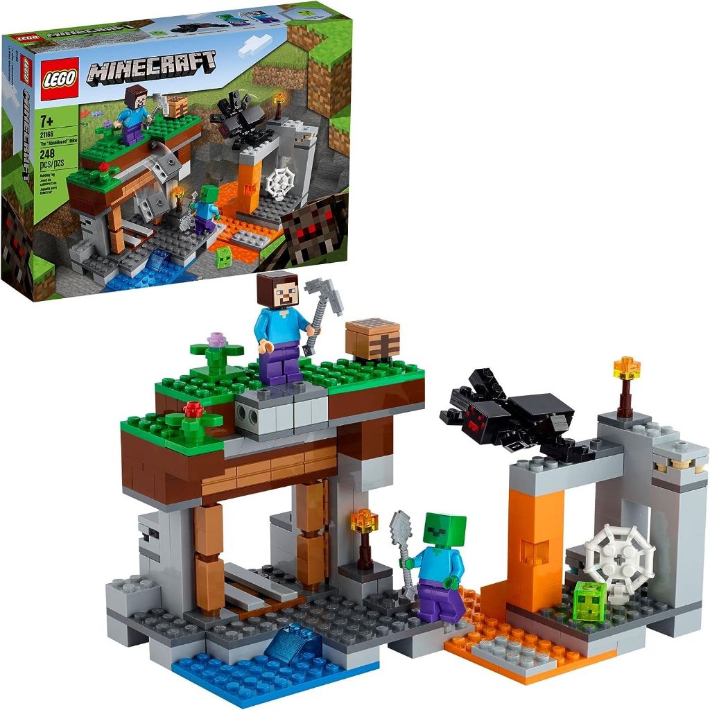 lego minecraft the abandoned mine 21166 zombie cave playset with action figures (248 pieces)