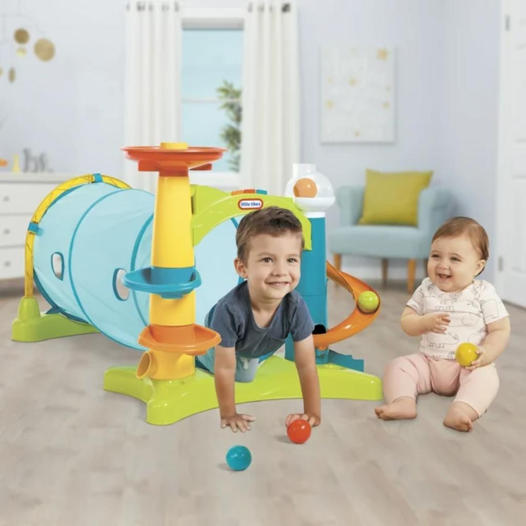 little tikes learn & play 2 in 1 activity tunnel with ball drop2