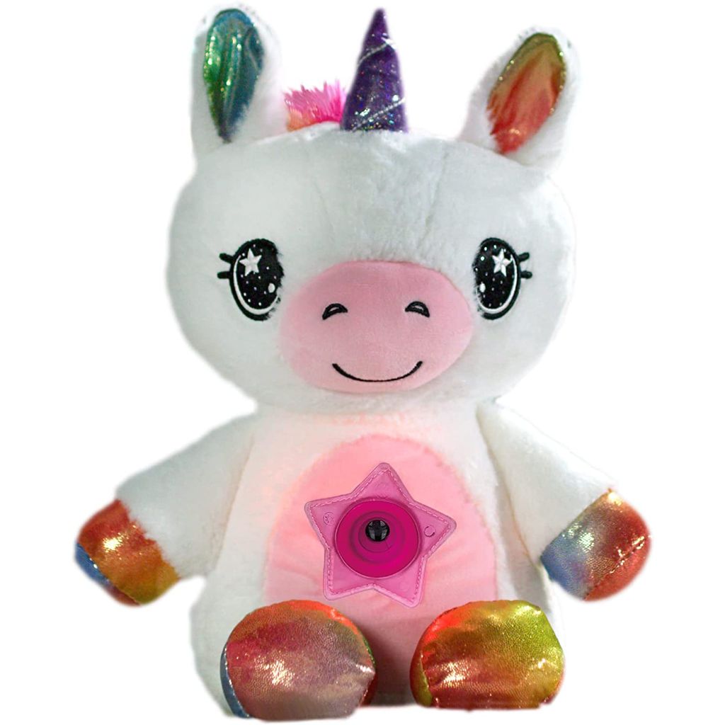 ontel star belly dream lites, stuffed animal night light, white unicorn (1)