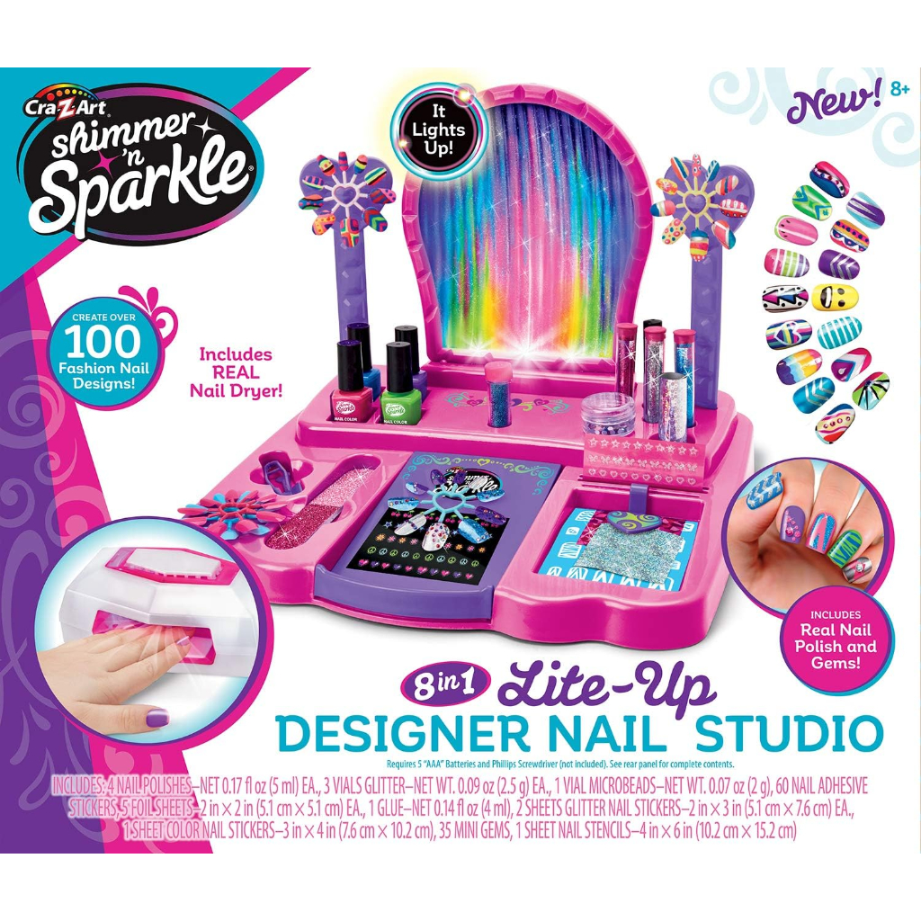 cra z art shimmer 'n sparkle 8 in 1 lite up designer nail studio