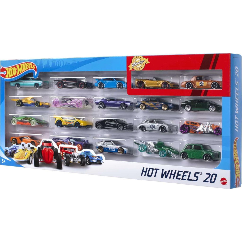 hot wheels 20 pack of 1:64 scale toy sports & race cars, collectible vehicles (styles may vary)2