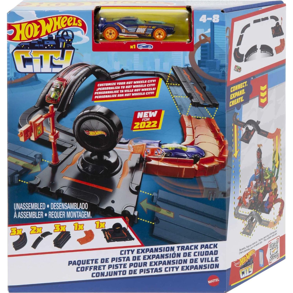 hot wheels city track pack, 10 piece set, with 1 car6