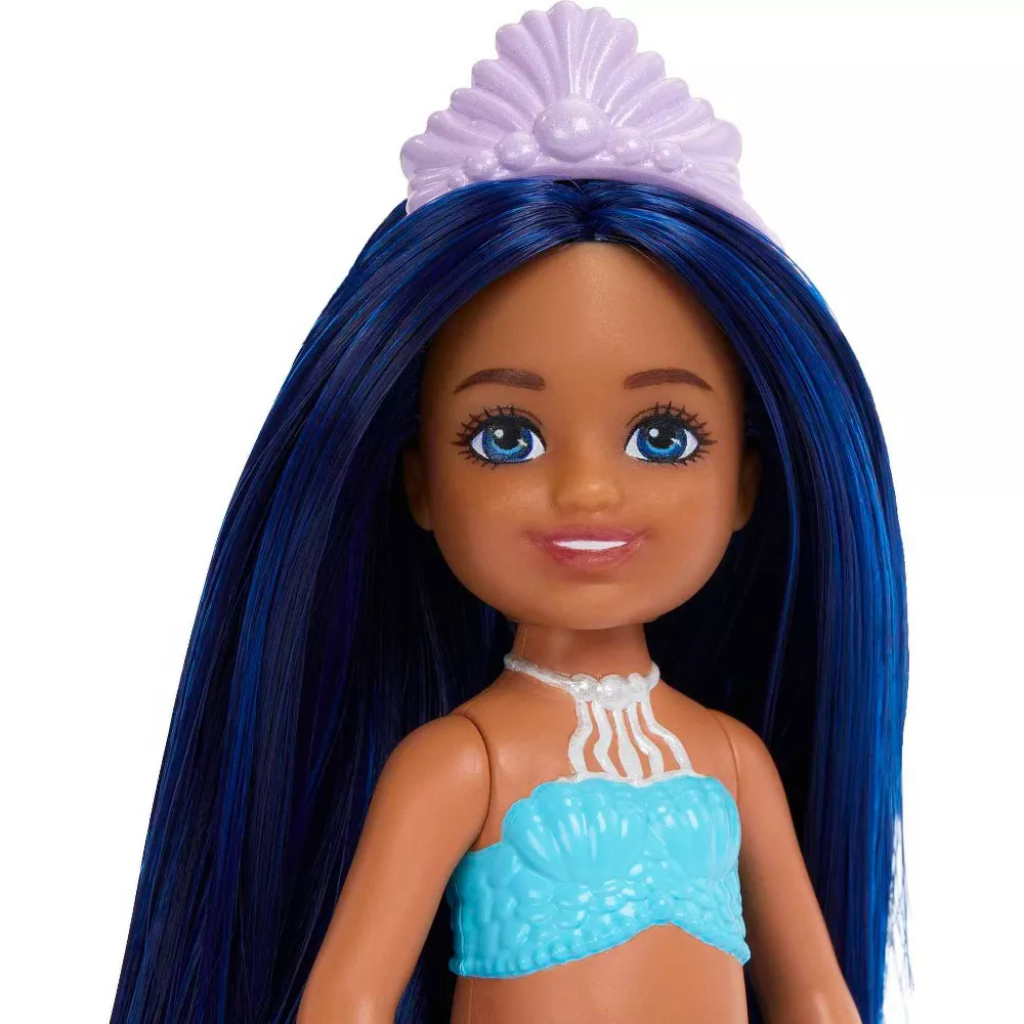 mermaid chelsea barbie doll with blue hair and tail, mermaid toys1