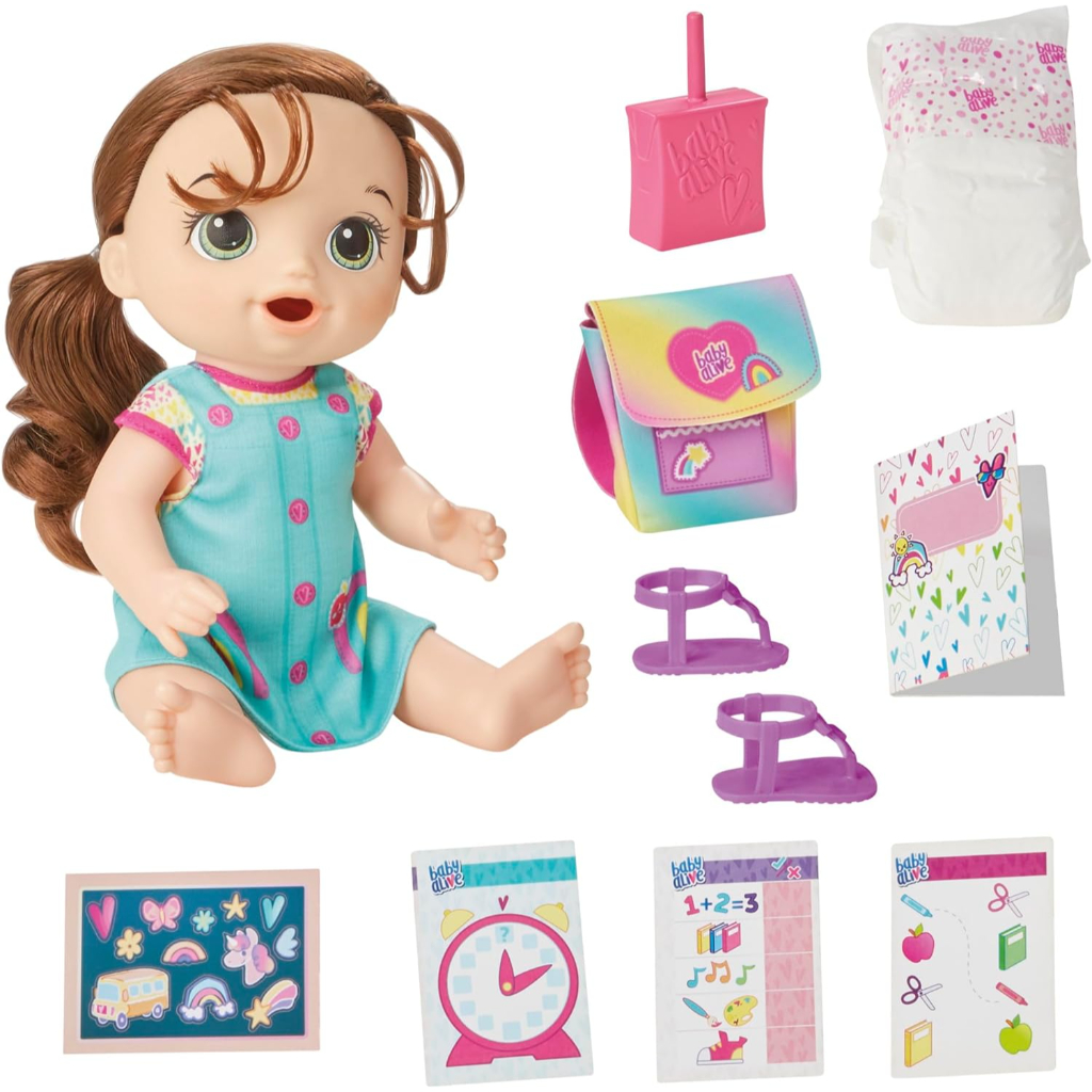 baby alive time for school baby doll set, 12 inch, back to school toys1