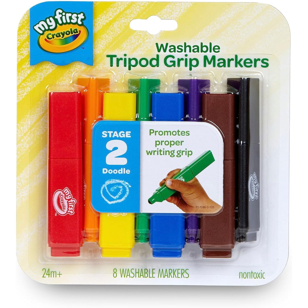 crayola my first, tripod washable markers for toddlers, 8ct6