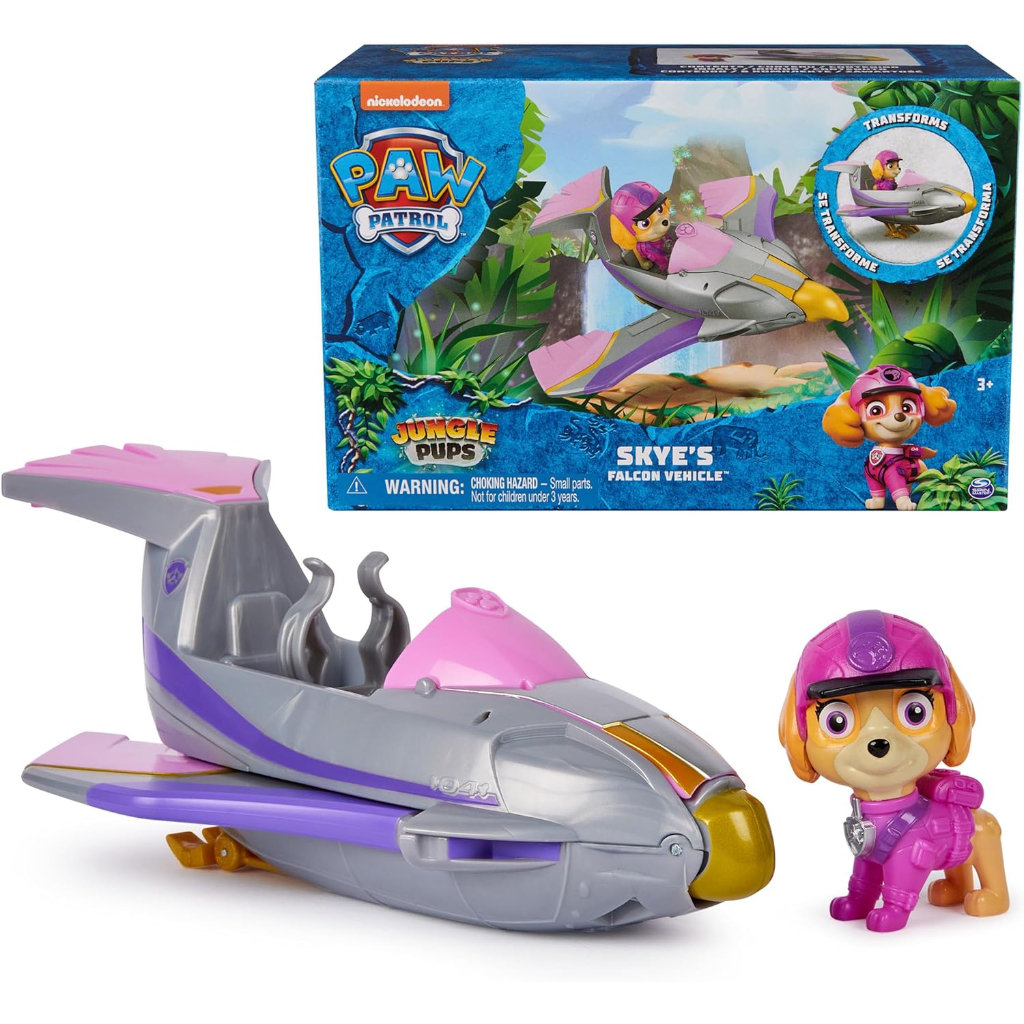 paw patrol jungle pups, skye falcon vehicle, toy jet2