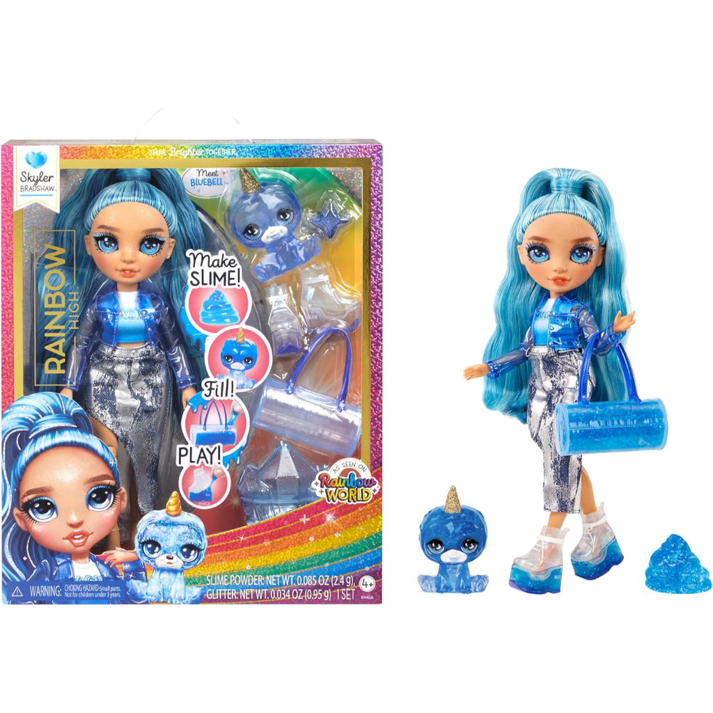 rainbow high skyler, blue with slime kit & pet, 11 shimmer posable fashion doll5